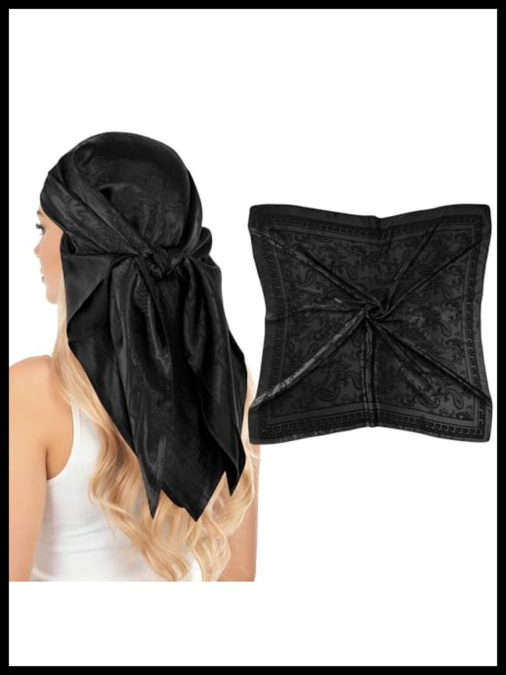 Satin Head Scarf Bandana 35x35 Hair Wrap Silk Feel Neckerchief